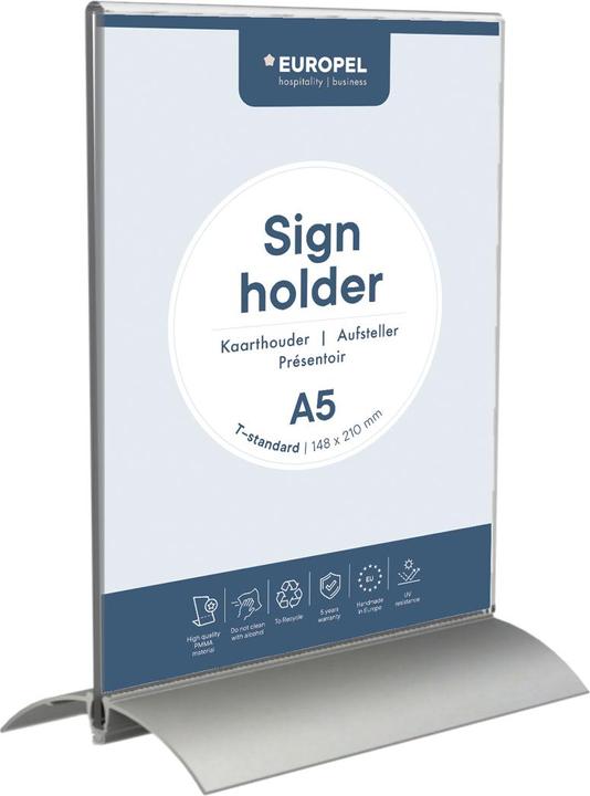 Produktbild Europel Tischaufsteller, DIN A5 hoch, Aluminiumsockel (A5)