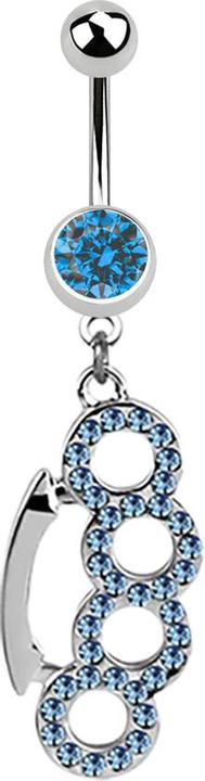 Produktbild Star Piercing Banane silber mit Anhänger Schlagring hellblau (Chirurgenstahl 316L, ohne Messing)