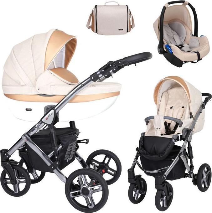 Immagine prodotto Kunert Passeggino Mila premium, grigio crema, incluso seggiolino auto Trix, set 3in1