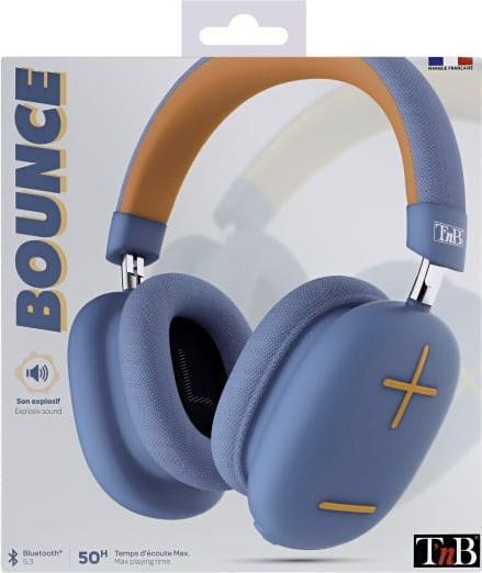 Produktbild T'nB Casque Micro Bluetooth Bounce (Bleu/Orange) (ANC, 50 h, Kabellos)