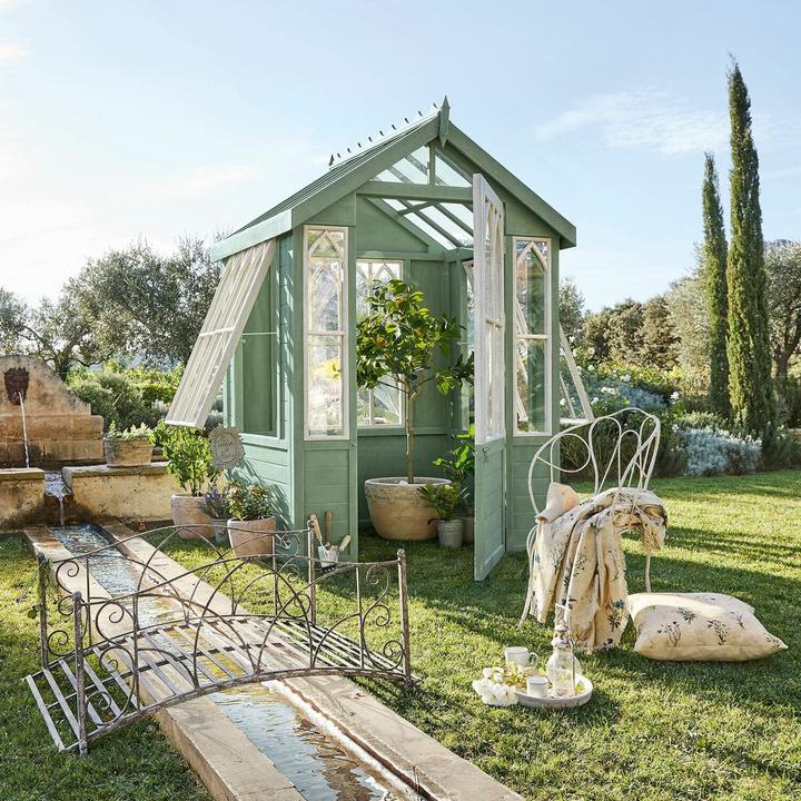 Produktbild Loberon Gartenhaus Anyós grün/weiss