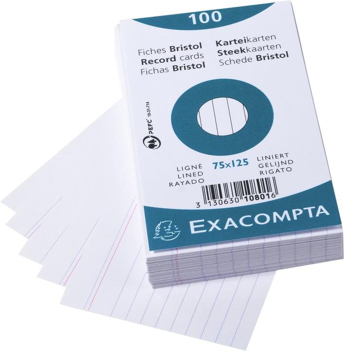 Image du produit Exacompta Fiches (75 x 125 mm, 205 g/m², 100 x)