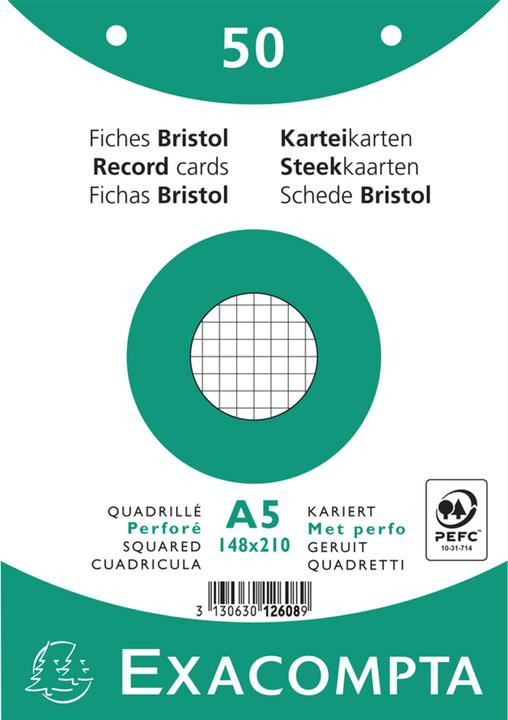 Image du produit Exacompta Fiches (A5, 205 g/m², 50 x)