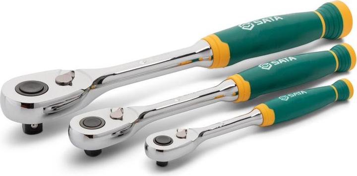 Actual product image SATA Ratchet set with comfort grip, 3-piece. (3/8", 1/4", 1/2")