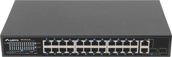 Lanberg Switch niezarządzalny PoE+/2x Combo Rack 19" Gigabit Ethernet (26 Porti)