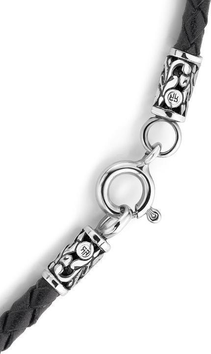 Actual product image Rebel & Rose NL028-S-70 Studded Cross Black Unisex Necklace 70cm (925 silver, Leather, 50 cm)
