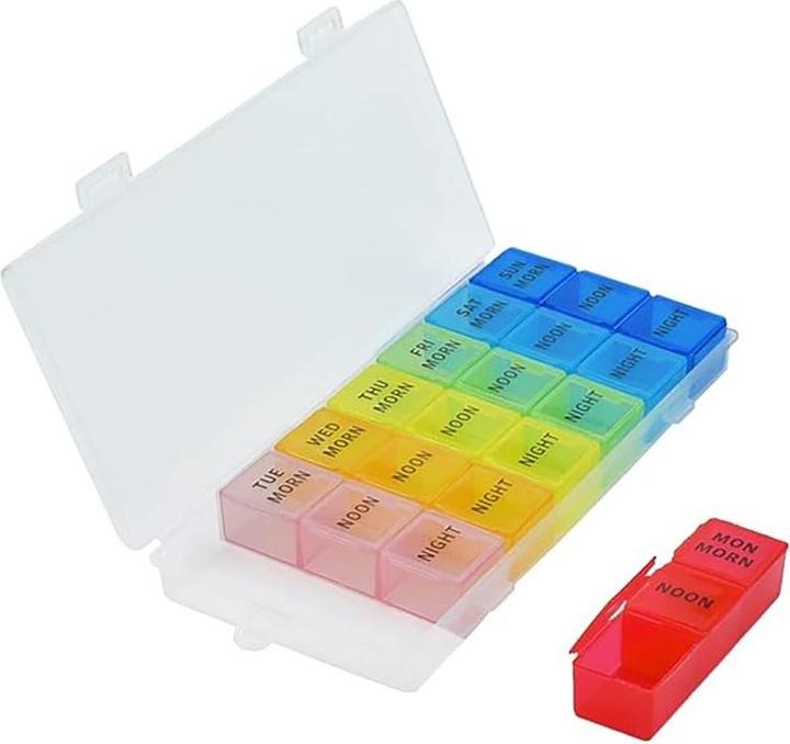 Produktbild Cbx Tablettenbox 7 Tage, Pillendose für eine Woche, Tablettenorganizer mit 21 Fächern