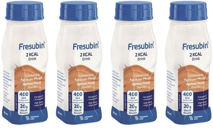Produktbild Fresubin 2 kcal Drink Aprikose-Pfirsich, 4 x 200 ml (4 Stück, Flüssigkeit, 978 g)