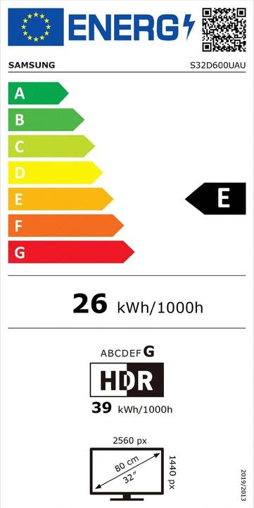 Etichetta energetica Samsung ViewFinity S6 - S60UD (2560 x 1440 pixel, 32")