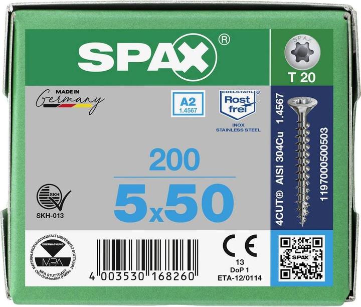 Produktbild Spax Spanplattenschrauben SK, T20 5,0x50 mm (200 Schrauben pro Stück)