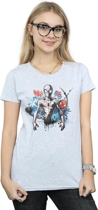 Actual product image Womens/Ladies Spider-Man Graffiti Pose Cotton T-Shirt (XXL)