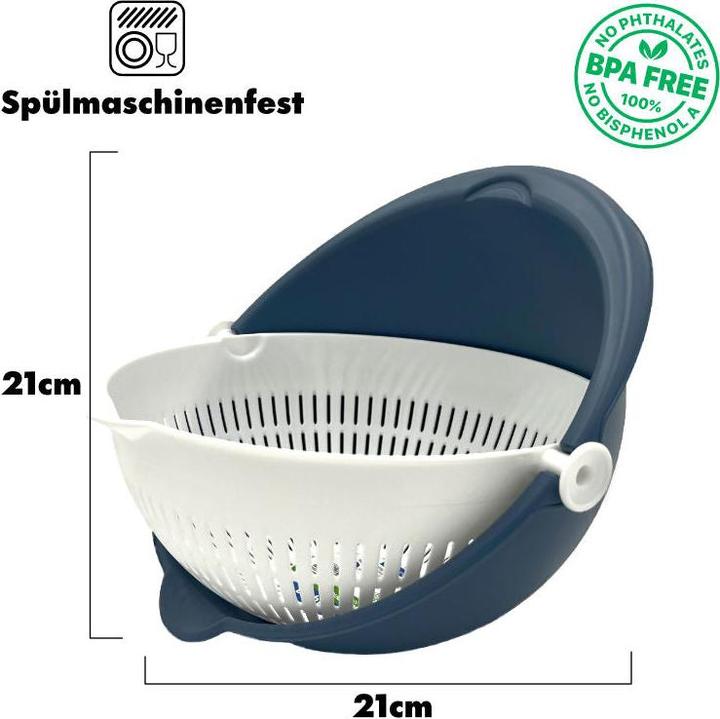 Produktbild Hermex Küchensieb Abtropfsieb Schüssel mit Sieb Nudelsieb Seiher Siebschale (21 cm)