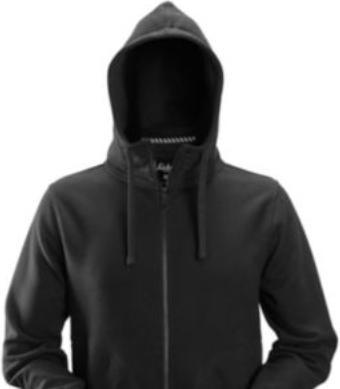 Hultafors Snickers haettetrøje str. M - Sort, med lang lynlås, 60% bomuld/40% polyester - 2890