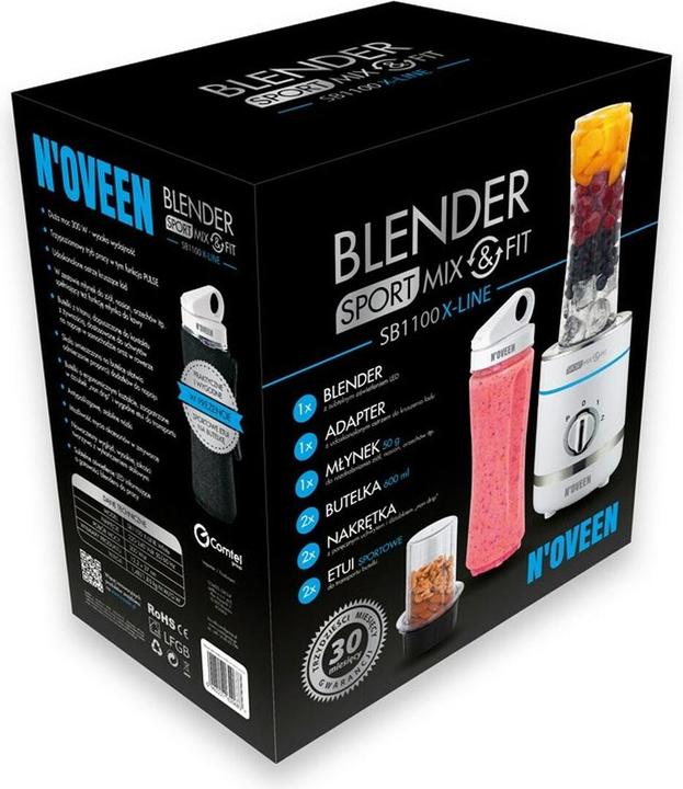 Actual product image Noveen Whisk SB 1100 Xline SPORT MIX & FIT blender white (EU plug, 300 W)