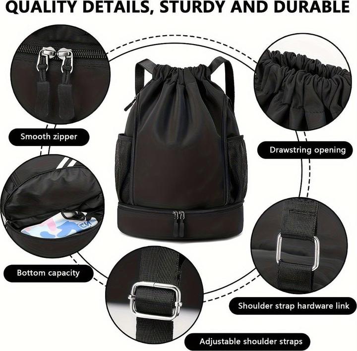 Produktbild Only-Bags.Store Grosse Kapazität Drawstring Rucksack, tragbare Lagerung Rucksack mit Seite Mesh-Taschen, Basketball