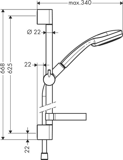 Produktbild hansgrohe Brauseset CROMA 100 MONO (1 Strahlarten, 16 l/min)
