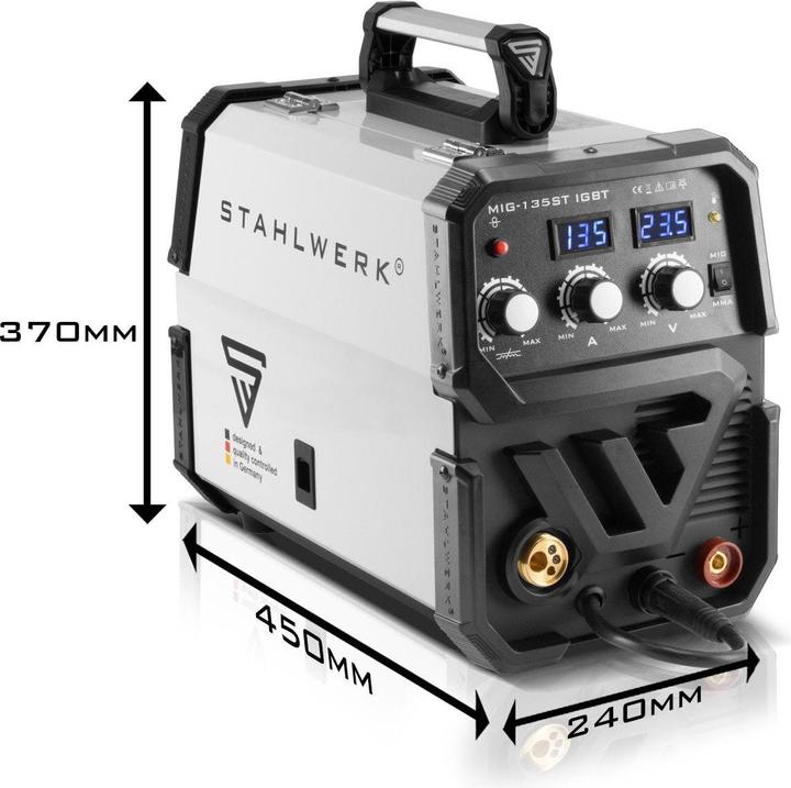 Produktbild Stahlwerk Schutzgas Schweissgerät MIG MAG 135 ST IGBT mit 135 Ampere mit E-Hand