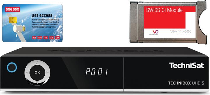Actual product image TechniSat Technibox UHD S incl. Swiss Viaccess module + SRG card (Twin DVB-S2, CI+ slot)