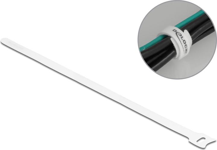 Produktbild Delock Klett-Kabelbinder L 300 x B 12 mm weiss 10 Stück (Klettkabelbinder, 300 mm, 10 Stk.)