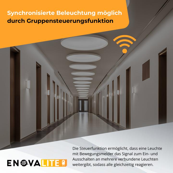 Produktbild Enovalite LED-Notstrom Deckenleuchte, mit Bewegungsmelder, 8 h Notlicht und Gruppensteuerungsfunktion (1800 lm)
