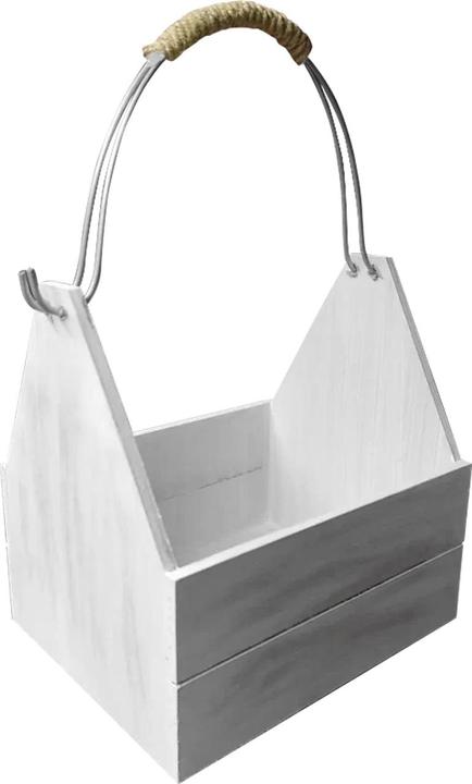 Produktbild Natura Punto Deko Korb, Holz mit Drahtaufhänger, weiss (20 x 15 x 10 cm)