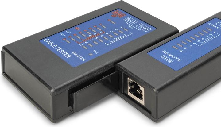 Produktbild Digitus Kabeltester, Netzwerk, RJ45, Einseitiger Tester Hauptgerät, Remote, PoE Tester, mit Schutzkoffer