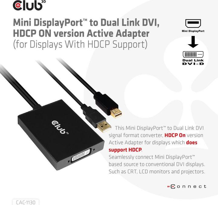 Image du produit Club 3D CAC-1130 (USB-A, Mini DP, 6.10 cm)