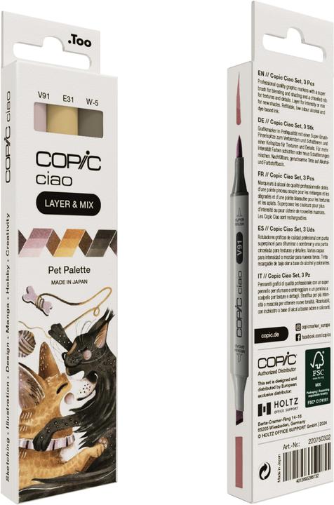 Produktbild Copic CIAO - Marker (B-95 Light Grayish, W-5 Warm Gray No. 5, E-31 Brick Beige, 6 mm, 3 x)