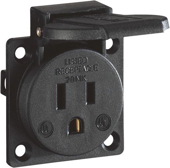 ABL Einbausteckdose USA / Kanada, schwarz, 125 V/15 A
