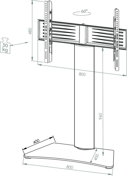 Image du produit VCM Morgenthaler Zental sans étagère intermédiaire - 30 kg - 177,8 cm (70 pouces) - 81,3 cm (3 (80 x 40 x 117 cm)