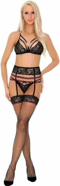 Produktbild LivCo Corsetti Fashion SNEHANA LC 90443 BH + STRUMPFGÜRTEL + HÖSCHE SCHWARZ L/XL (L)