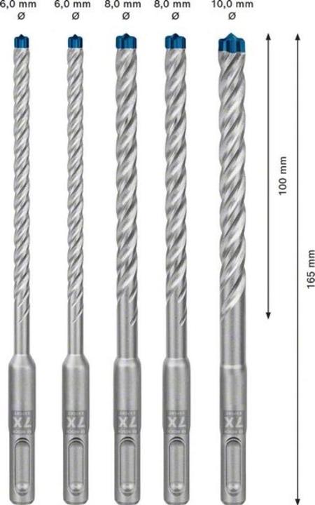 Actual product image Bosch Professional Zubehör EXPERT SDS plus-7X hammer drill bit set, 6/6/8/10 mm, 5 pcs. (6.0 mm, 10.0 mm, Ø 8.0 mm)