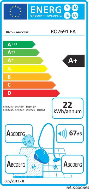 Label énergétique Rowenta RO7230 Silence Force Cyclonic
