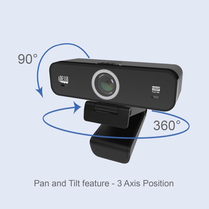 Image du produit Adesso Webcam HD 1080p Avec Construction En Fov Ajustable Audio/Vidéo Priva (2 Mpx)