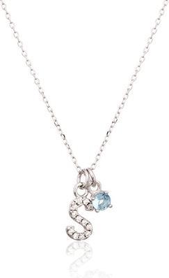 Actual product image JVD Decent Silver S Necklace With Blue Zircon