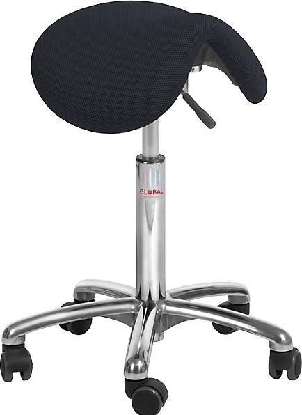 Actual product image kaiserkraft Saddle stool for dynamic sitting, seat height 530 - 720 mm, fabric, black.
