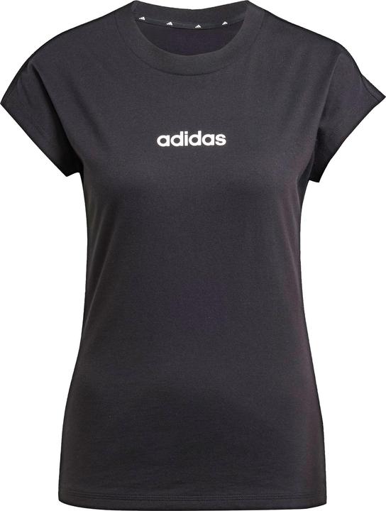 adidas Damen Essentials LINEAR Cotton T-Shirt, Black/White, L (L)