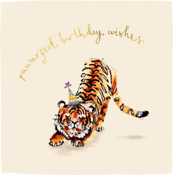 Louise Mulgrew Birthday card Tiger 15x15cm