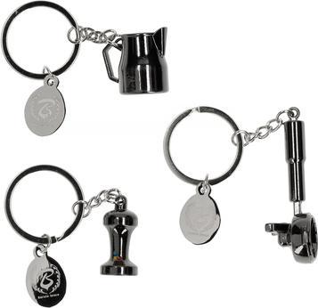 Immagine prodotto Barista Space Set mit 3 Schlüsselanhängern (Tamper + Siebträger + Kanne)