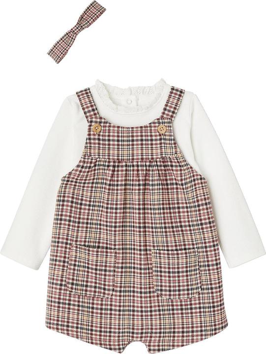Immagine prodotto Vertbaudet Set da bambina: bavaglino a scacchi, maglietta e fascia per capelli (62)