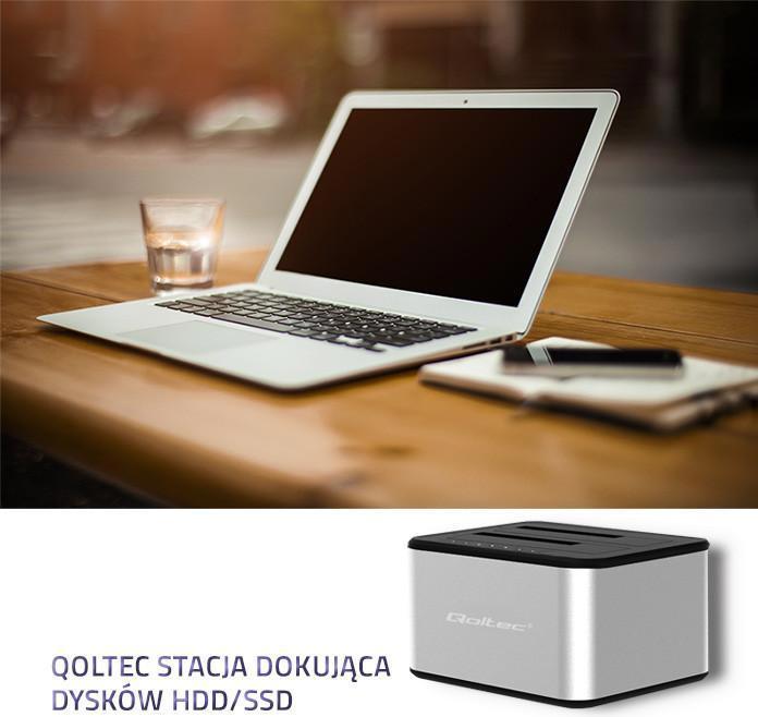 Produktbild Qoltec 50316 2x HDD/SSD docking station 2.5/3.5inch SATA USB 3.0 Cloning