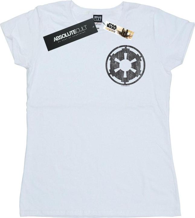 Actual product image Star Wars Womens/Ladies The Mandalorian Galactic Empire Insignia Breast Print Cotton T-Shirt (XL)