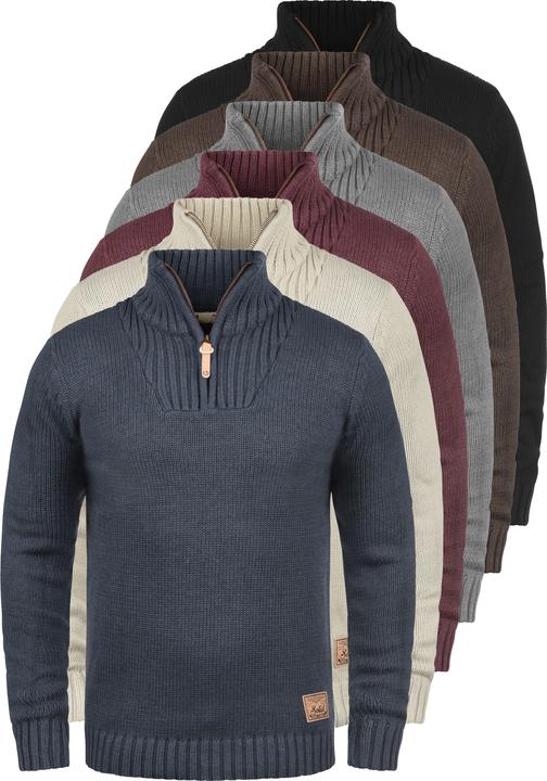 Image du produit Solid Petro Pull En Grosse Maille À Col Camionneur Pull-Over Pour Homme Avec Col Droit Avec Fermetur (XXL)