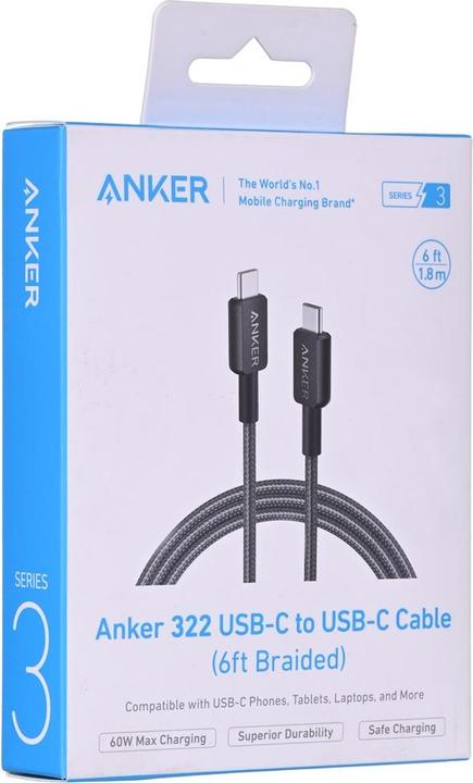 Actual product image Anker USB C – USB-C (1.80 m, USB 2.0)