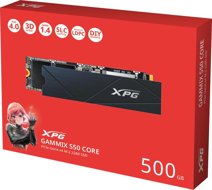 Image du produit Adata SSD 500GB PCI-E NVMe XPG Gammix S50 CORE détail (500 Go, M.2 2280)
