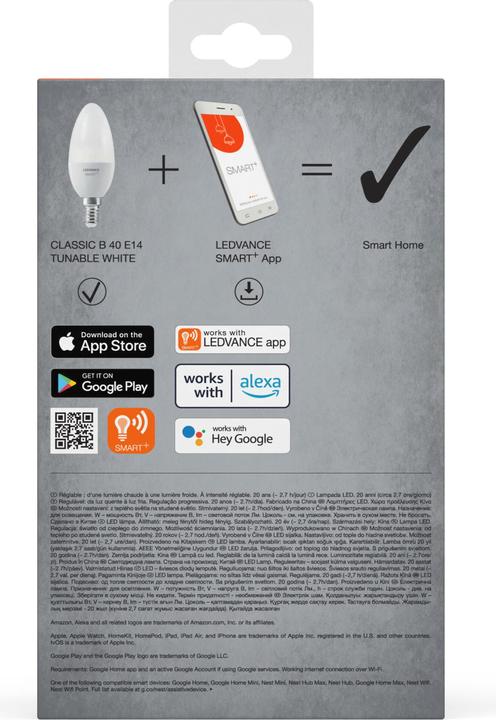 Immagine prodotto Ledvance Candela Wifi Smart+ (E14, 4.90 W, 470 lm, 3 x, F)