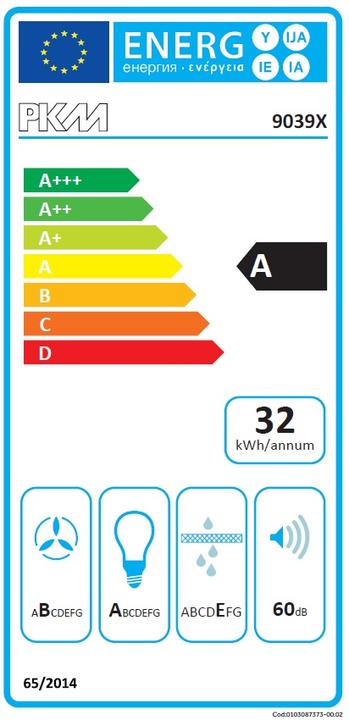 Label énergétique PKM Hotte d'aspiration 9039X