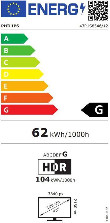 Energie-Label Philips 43PUS8546/12 (43", LED, UHD, 2021)