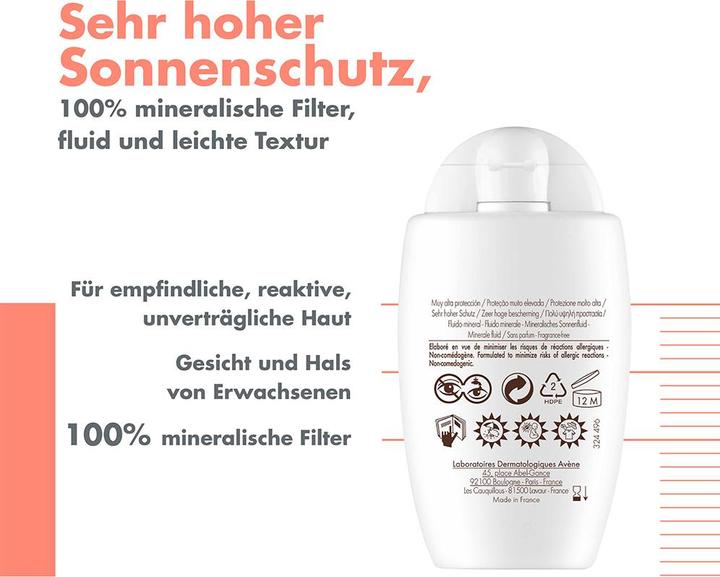 Produktbild Avène Sonnenfluid mineralisch SPF50+ (Sonnencreme, SPF 50+, 40 ml, 71 g)