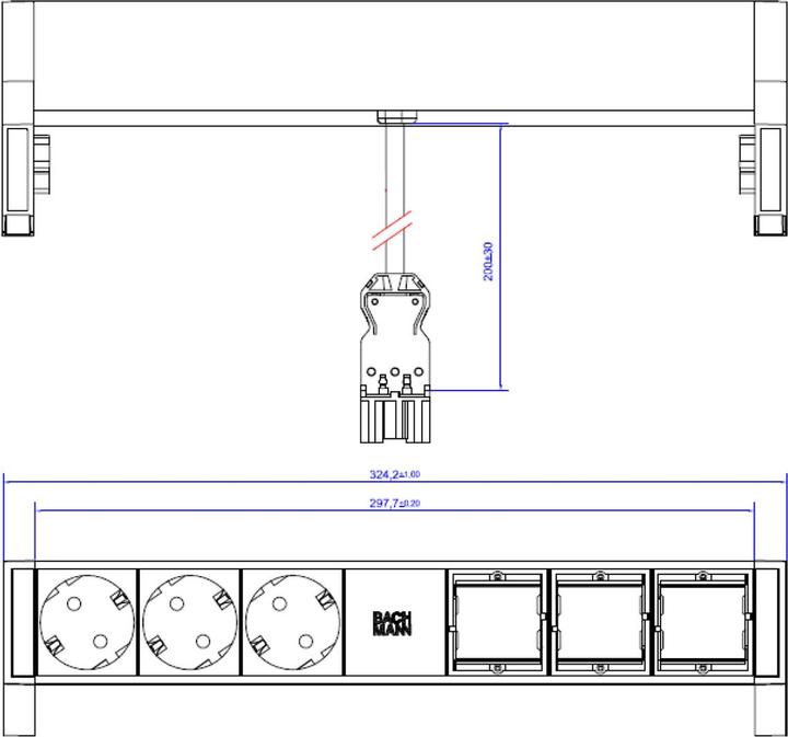 Image du produit Bachmann Cordon d'extension DESK 2 (3 x, CEE 7/3, 0.20 m)